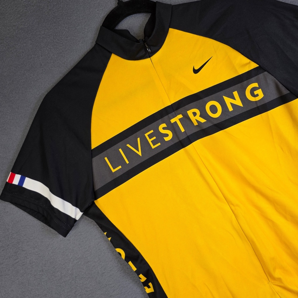Nike Livestrong Wear Yellow Womens Cycling Jersey Large Black Yellow USA Made